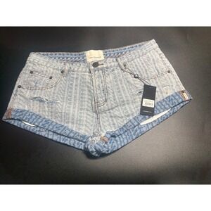 One Teaspoon NEW Bandits Low Waist Denim Shorts Archived Logo Light Blue Size 30